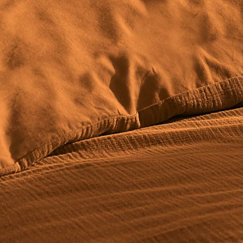 Parure De Lit Double Gaze De Coton Angelia Marron 240x220 Cm
