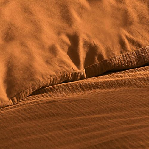 Parure De Lit Double Gaze De Coton Angelia Marron 260x240 Cm