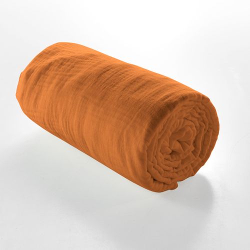 Drap Housse Double Gaze De Coton Angelia Marron 160x200 Cm