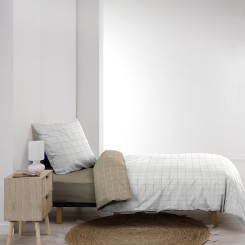 Parure De Lit Réversible Coton Carreaux Cadria 140x200 Cm