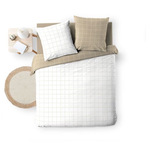 Parure De Lit Réversible Coton Carreaux Cadria 200x200 Cm