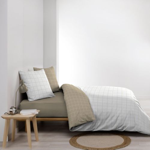Parure De Lit Réversible Coton Carreaux Cadria 200x200 Cm