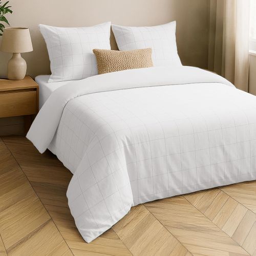 Parure De Lit Coton Lavé Linella Blanc 240x220 Cm