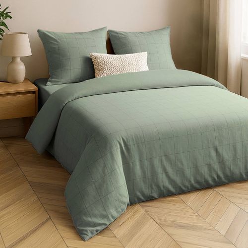 Parure De Lit Coton Lavé Linella Sauge 240x220 Cm