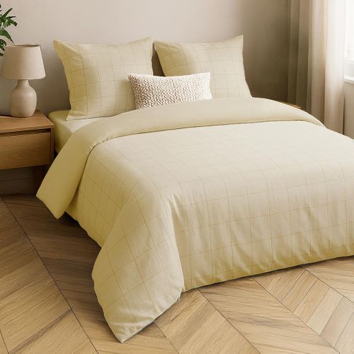 Parure De Lit Coton Lavé Linella Ivoire 240x220 Cm