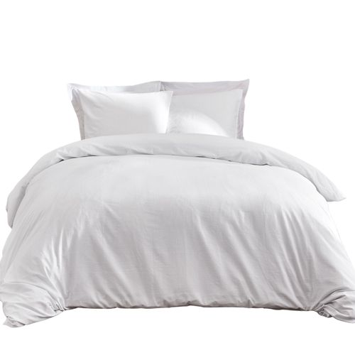 Parure De Lit Coton Lavé Linella Blanc 260x240 Cm