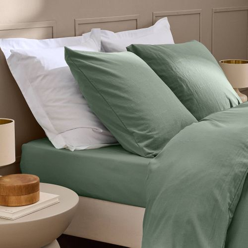 Drap Housse Coton Lavé Linella Sauge 140x190 Cm
