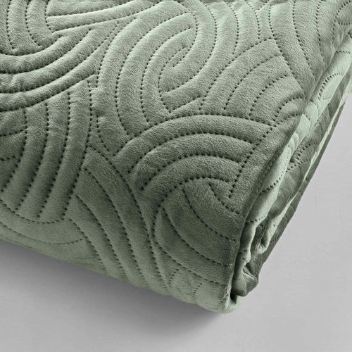 Couvre-lit 240x260 Cm + 2 Housses De Coussin 60x60 Cm – Velours Uni Matelassé Solange Cèdre