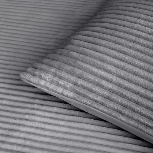 Parure De Lit En Flanelle Relief Unie Avec Fermeture Zippée - 240x220 Cm - Gris Anthracite