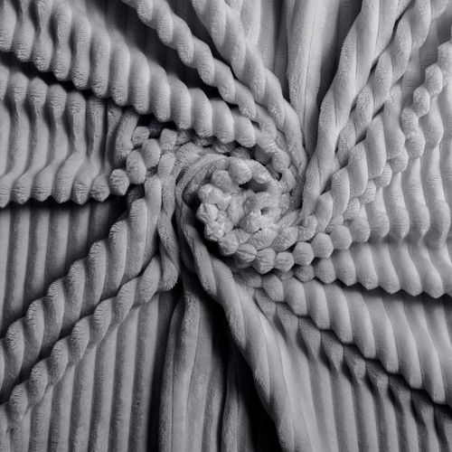 Parure De Lit En Flanelle Relief Unie Avec Fermeture Zippée - 240x220 Cm - Gris Anthracite