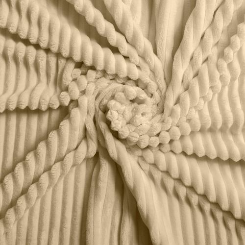 Parure De Lit En Flanelle Relief Unie Avec Fermeture Zippée - 240x220 Cm - Sable