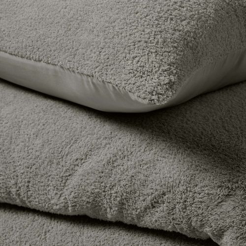 Parure De Lit En Bouclette Unie - 240x220 Cm - Gris Anthracite