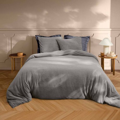 Parure De Lit En Bouclette Unie - 240x220 Cm - Gris Anthracite