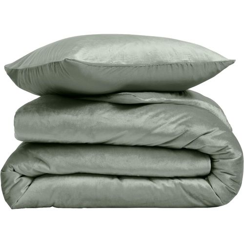 Parure De Lit En Velours Uni - 240x220 Cm - Kaki