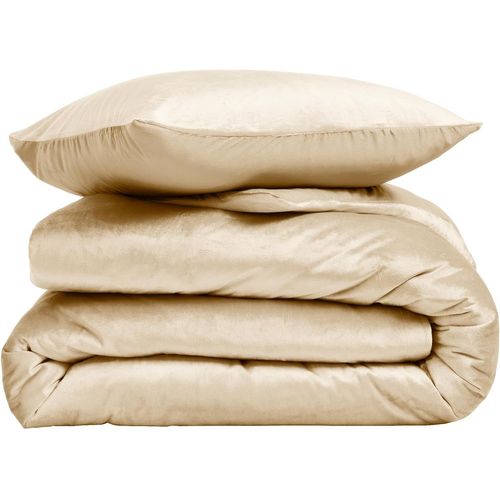 Parure De Lit En Velours Uni - 240x220 Cm - Sable