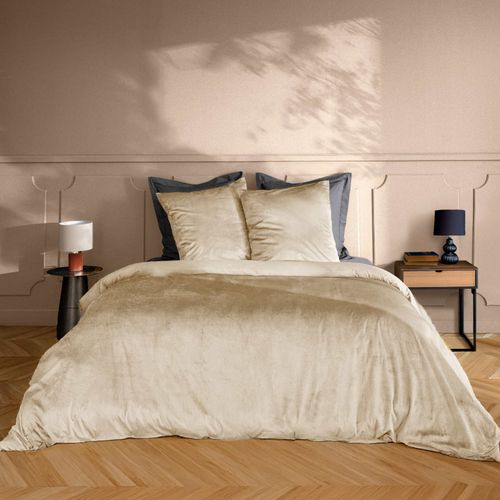 Parure De Lit En Velours Uni - 240x220 Cm - Sable