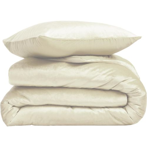 Parure De Lit En Velours Uni - 240x220 Cm - Naturel