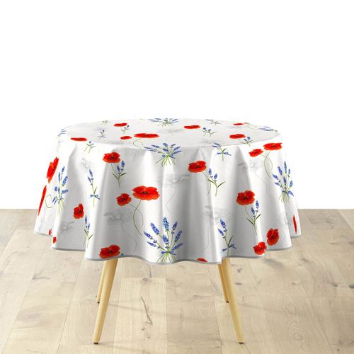 Nappe Ronde Imprimé "sisteron" 160cm Blanc