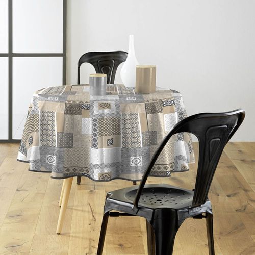 Nappe Ronde Imprimé "costa" 160cm Beige