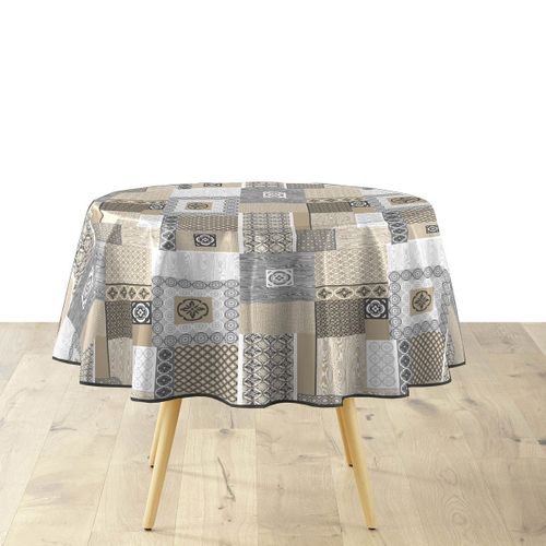 Nappe Ronde Imprimé "costa" 160cm Beige