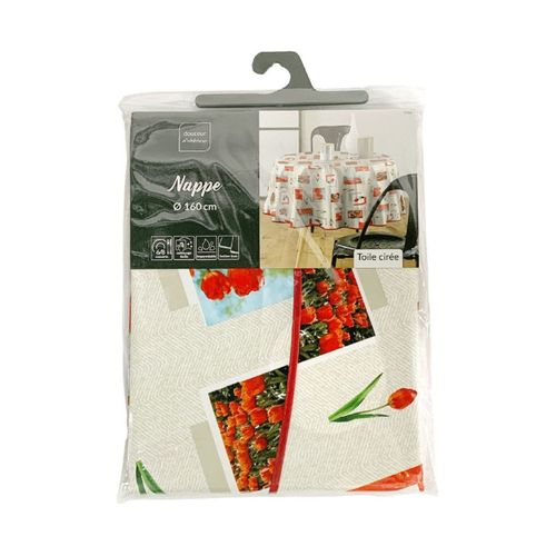 Nappe Toile Cirée Ronde "tulipe" 160cm Rouge