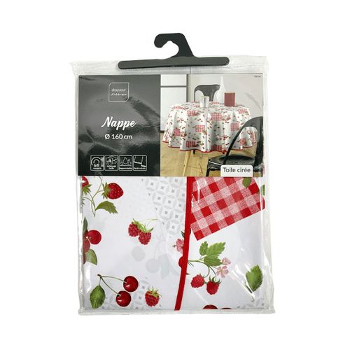 Nappe Toile Cirée Ronde "cerise" 160cm Rouge