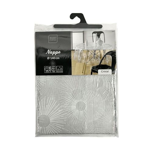 Nappe Toile Cirée Ronde "soleil" 140cm Blanc