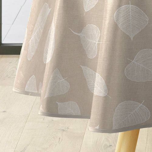 Nappe Ronde D.160 Cm Pvc Imprimé – Finition Biais – Feuillys Blanc