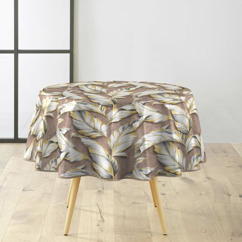 Nappe Ronde D.160 Cm Pvc Imprimé – Finition Biais – Paillettes Ebany Choco