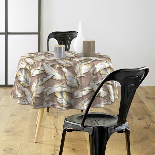 Nappe Ronde D.160 Cm Pvc Imprimé – Finition Biais – Paillettes Ebany Choco