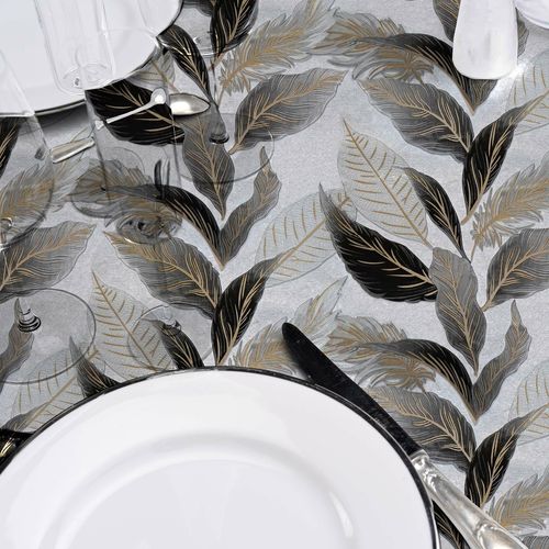 Nappe Ronde D.160 Cm Pvc Imprimé – Finition Biais – Métallisé Oralia