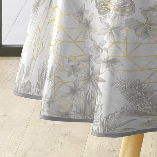 Nappe Ronde D.160 Cm Pvc Imprimé – Finition Biais – Métallisé Coconut Gris