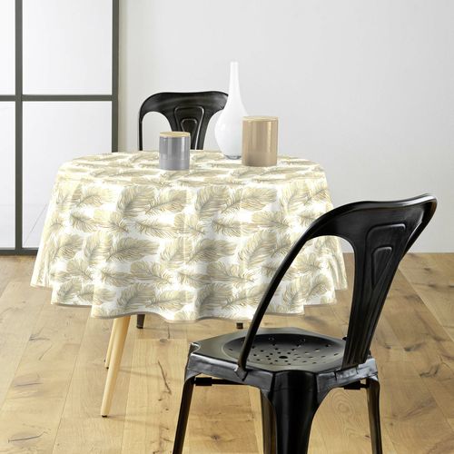 Nappe Ronde D.160 Cm Pvc Imprimé – Finition Biais – Métallisé Plumina