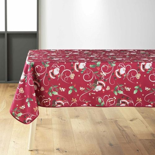 Nappe Rectangle 150 X 300 Cm Polyester Imprime Pere Noel Rouge