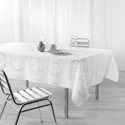 Nappe Imprimé Métallisé "bully" 150x300cm Blanc
