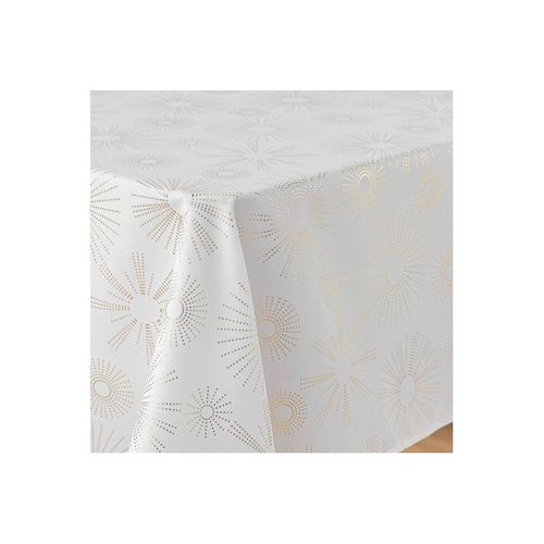 Nappe Imprimé Métallisé "pampille" 150x300cm Blanc et Or