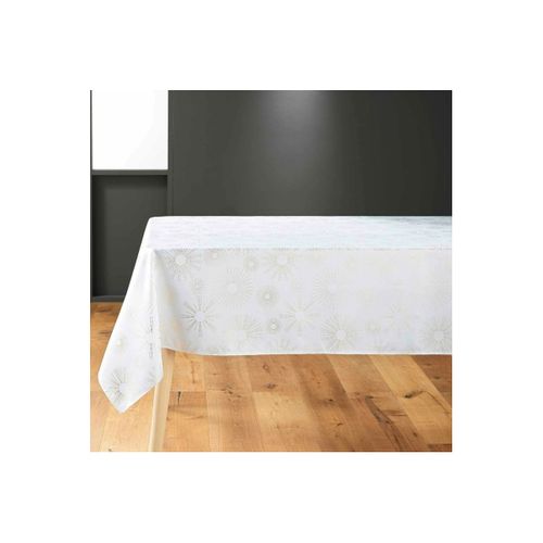 Nappe Imprimé Métallisé "pampille" 150x300cm Blanc et Or