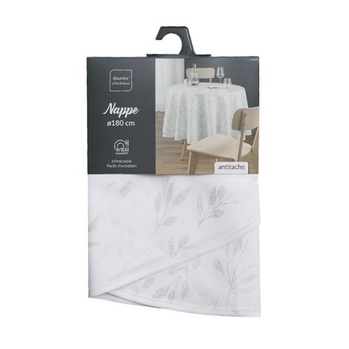 Nappe Antitache Ronde Imprimé "lonigold" 180cm Blanc
