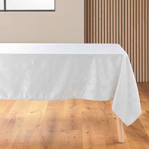 Nappe Jacquard Imprimé "flocons" 140x240cm Blanc