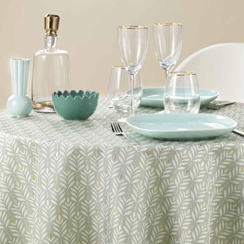 Nappe Ronde Imprimé "piana" 180cm Sauge