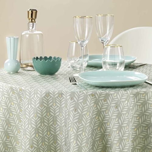 Nappe Ronde Imprimé "piana" 180cm Sauge