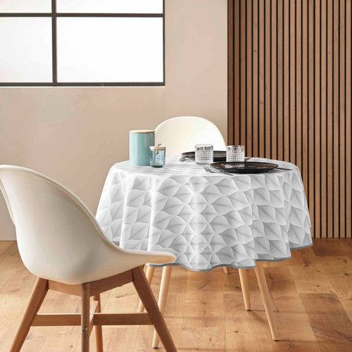 Nappe Ronde Antitache Imprimé "kalini" 180cm Gris