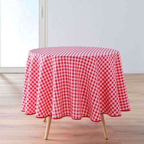 Nappe Ronde Antitache Imprimé "vichy" 180cm Rouge