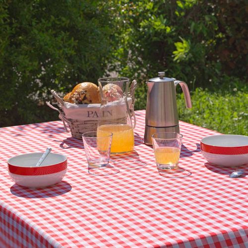 Nappe Antitache Imprimé "vichy" 150x150cm Rouge