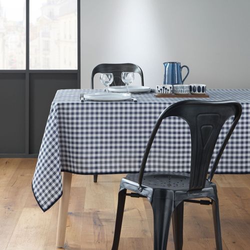 Nappe Rectangle Infroissable Vichy Bleu Antitache - 150x200 Cm - Bleu