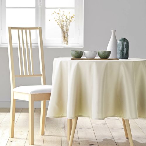 Nappe Ronde D. 180 Cm – Polyester Uni – Essentiel Naturel – Finition Ourlet