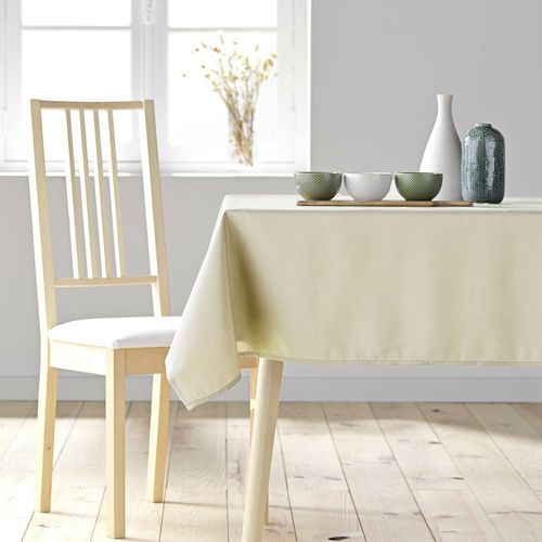 Nappe Rectangle 140 X 200 Cm – Polyester Uni Essentiel – Naturel – Finition Ourlet