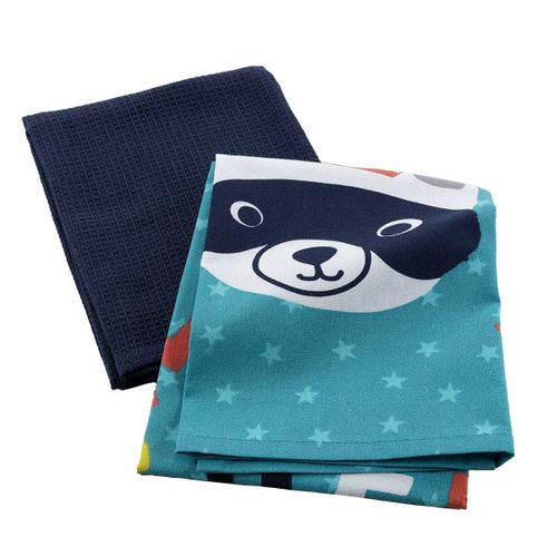 Lot De 2 Torchons Enfant "mini Chef" 50x70cm Bleu