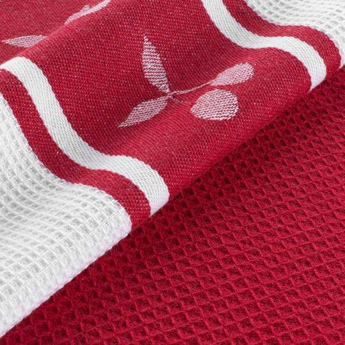 Lot De 2 Torchons De Cuisine "cerisette" 50x70cm Rubis