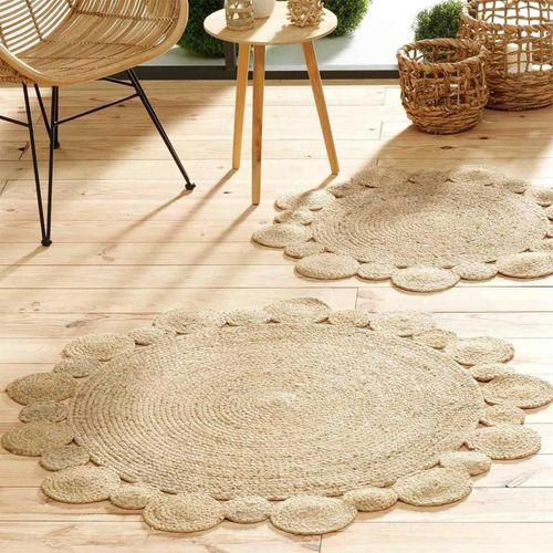 Tapis Rond Soleil Ajouré En Jute Cordou 120